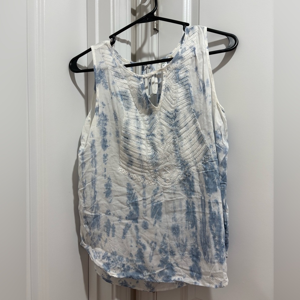 Andree Blue and White Tie-Dye Tank Top
